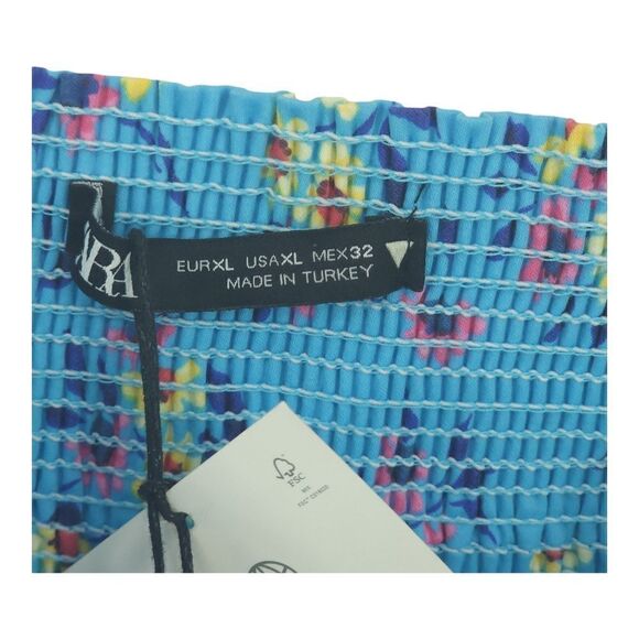 NWT XL Zara Summer Blue Floral Front Knot Crop Top - Picture 8 of 8